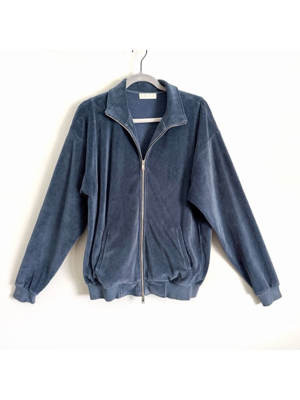 Suzie Kondi Blue Oversized Velour Track Jacket Long Sleeve Full Zip Women’s XS